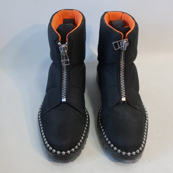 Womens Alexander Wang Cooper Black Orange Quilted Beaded Trim Bootie 39 US/8.5 - Picture 5 of 16